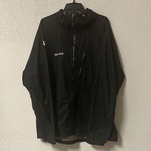 Marmot Black Hooded Rain Jacket with Chest Zip size XL